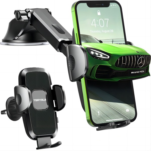 Tsryrlr Cell Phone Holder for Car[Ultra-Stable] Universal Hands-Free Car Phone Holder Mount for Dashboard Windshield Air Vent Car Mount for iPhone Samsung All Phones & Cars